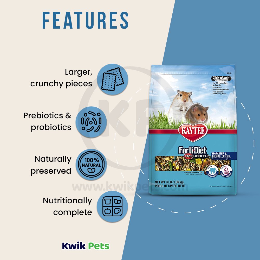 Kaytee Forti-Diet Pro Health Hamster & Gerbil Food 3lb, Kaytee