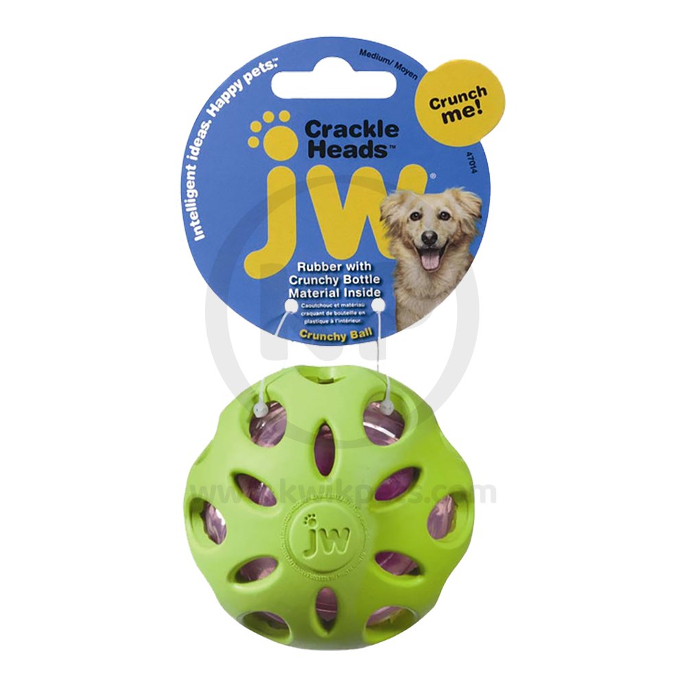 JW Pet Crackle Heads Crackle Ball Dog Toy Assorted, MD, JW Pet