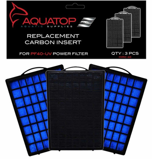 AQUATOP Aquarium Carbon Cartridge for PF40-UV Hang On UV Filter 3pc, Aquatop