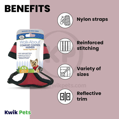 Four Paws Comfort Control Dog Harness Red, Extra SMall, Four Paws