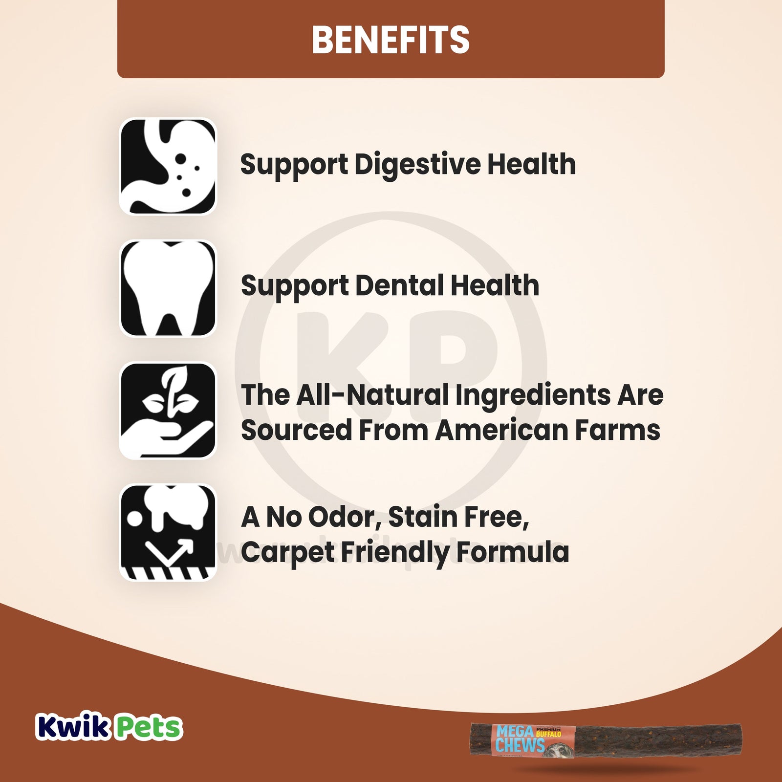 Benefits of Etta Says! Premium Crunchy Buffalo Chews Dog Treat 7 -in