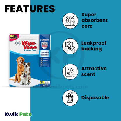 Four Paws Wee-Wee Superior Performance Dog Pads 14 Count 28 in X 34 in, Four Paws