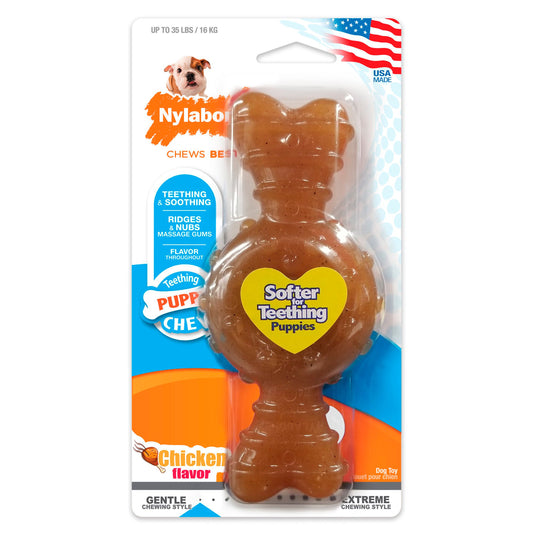 Nylabone Puppy Chew Ring Bone Chicken Flavor Medium/Wolf - Up To 35 lb, Nylabone