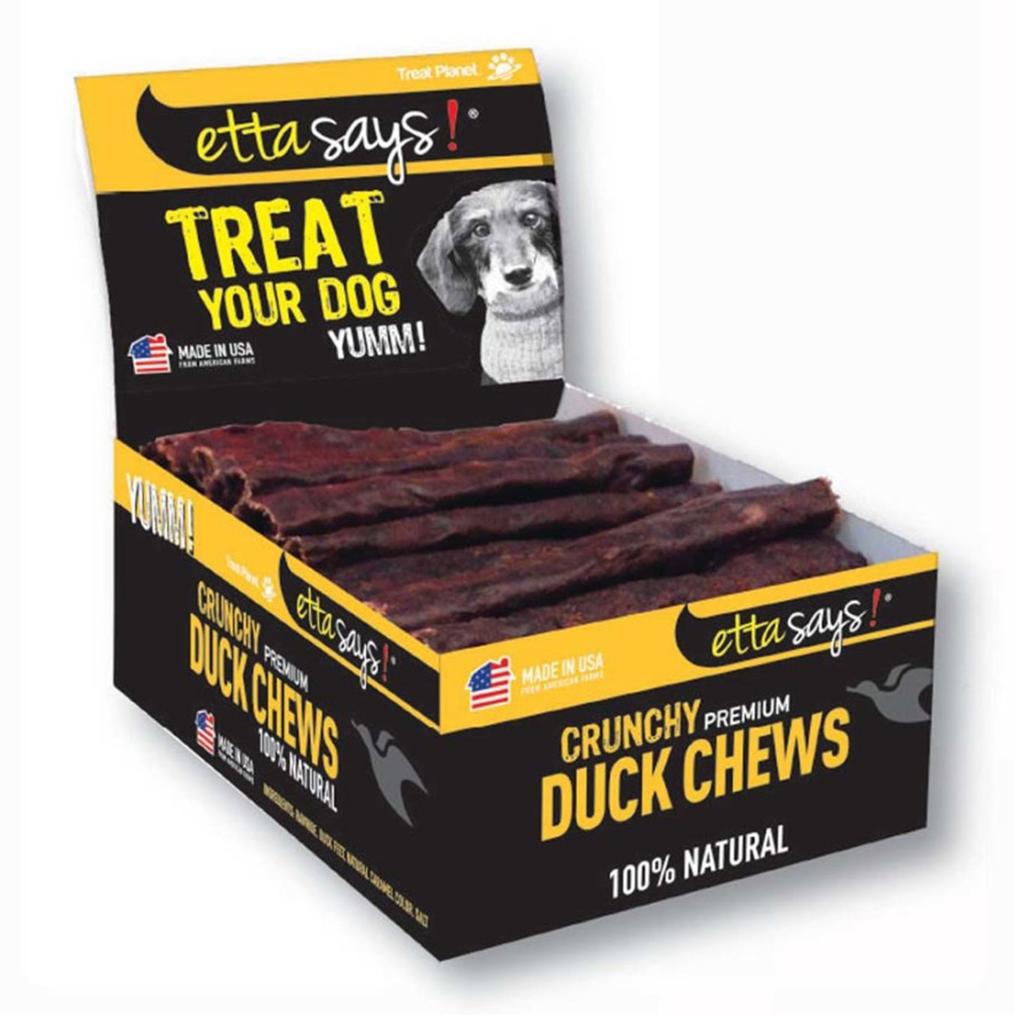 Etta Says! Premium Crunchy Duck Dog Treat 4.5 Inch, 36 Count, Etta Says