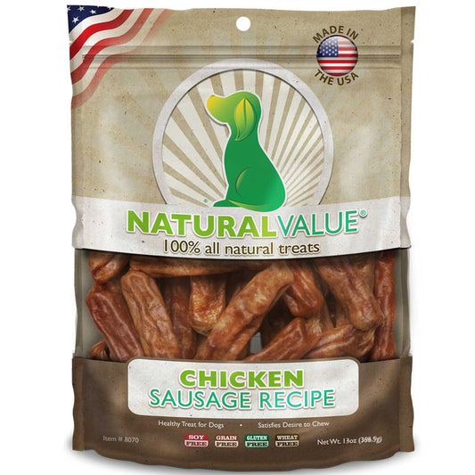 Loving Pets Natural Value Sausages Dog Treats Chicken, 13 oz, Loving Pets