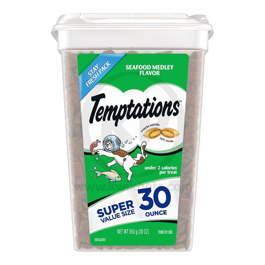 Temptations Classics Crunchy & Soft Adult Cat Treats Seafood Medley, 30 oz, Temptations