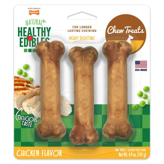 Nylabone Healthy Edibles All-Natural Long Lasting Chicken Flavor Dog Chew Treats 3 Count, Chicken..., Nylabone