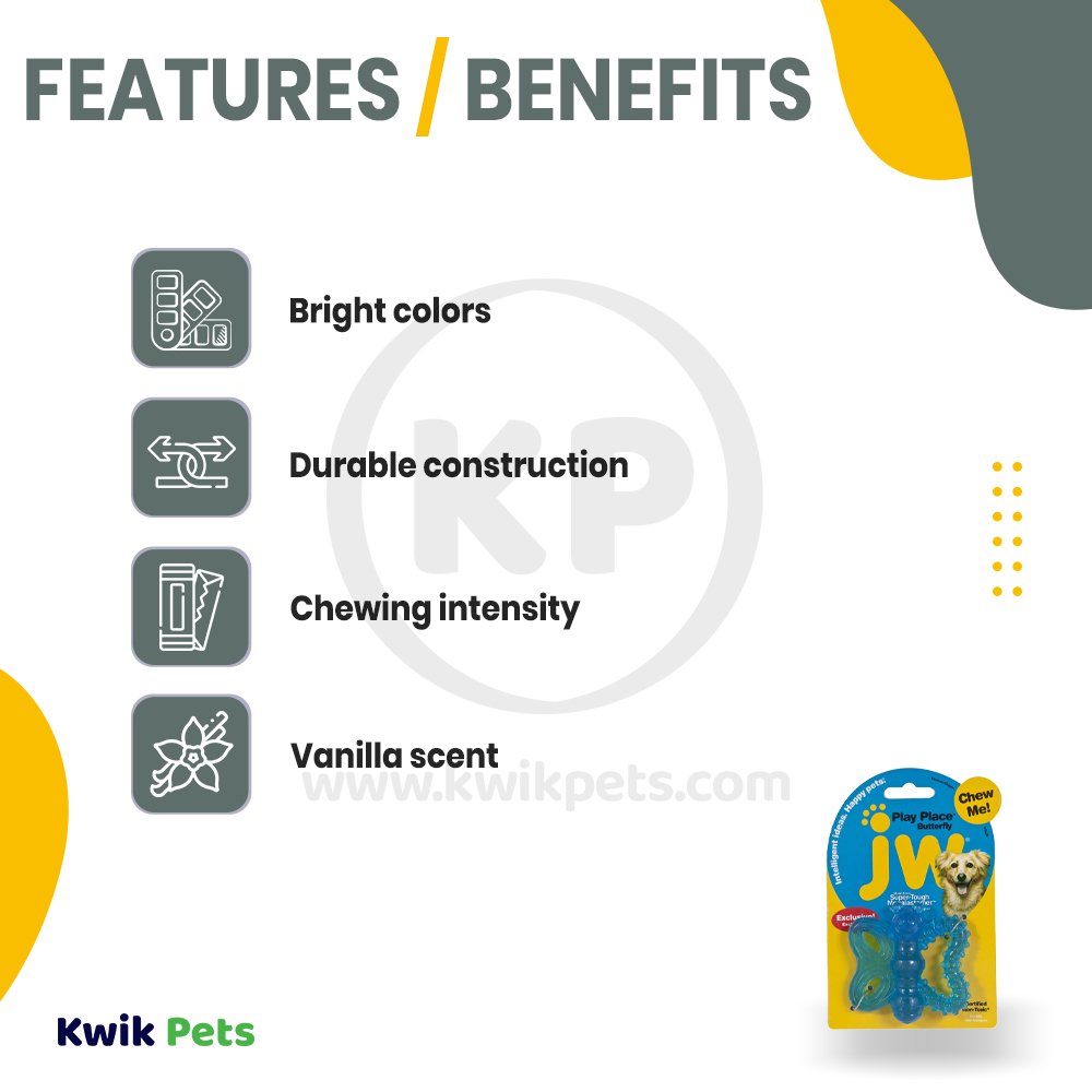 JW Pet PlayPlace Butterfly Teether Dog Toy Small, JW Pet