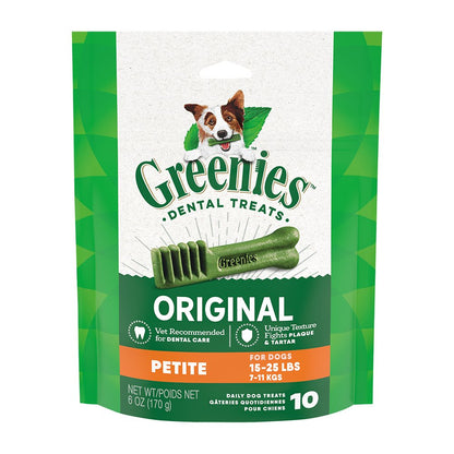 Greenies Dog Dental Treats Original, 6 oz, 10 ct, Petite, Greenies