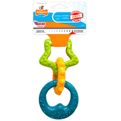 Nylabone Puppy Power Chew Puppy Teething Rings Bacon Flavor /Small/Regular - Up To 25 Ibs., Nylabone