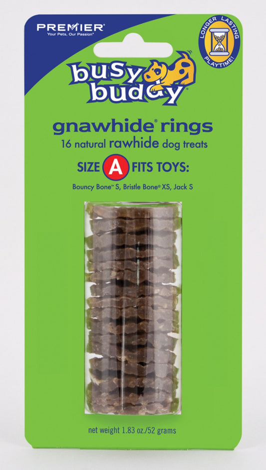 Busy Buddy Gnawhide Ring Refills Original Rawhide, 1.83 oz, 16 ct, SM, Busy Buddy