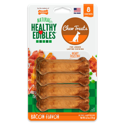 Nylabone Healthy Edibles Longer Lasting Bacon Petite 8ct, Nylabone