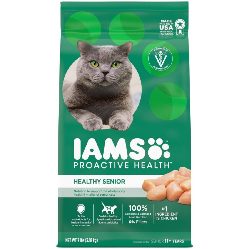 IAMS Proactive Health Senior Dry Cat Food Chicken, 7 lb, IAMS