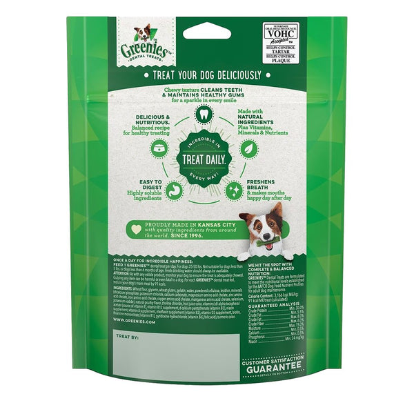 Back of Greenies Original Dog Dental Treats Regular 6-oz 6 Count