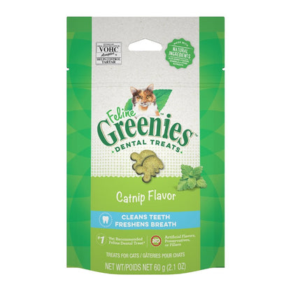 FELINE GREENIES Dental Treats for Cats Catnip Flavor 2.5oz, Greenies