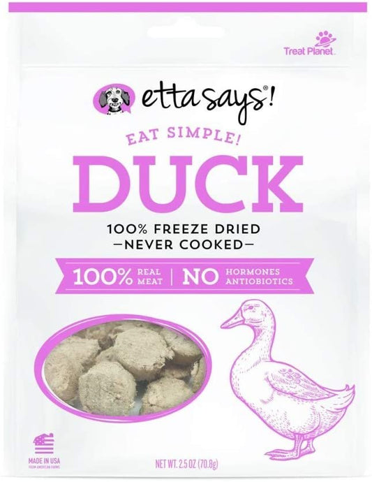 Etta Says! Eat Simple 100% Freeze Dried Duck Dog Treats 2.5 oz, Etta Says