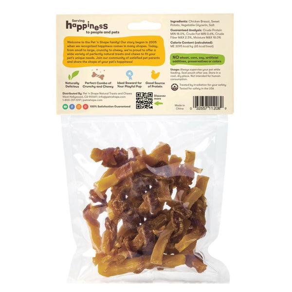 Back of Pet 'n Shape Chik 'n Sweet Potato Jerky Dog Treats 8-oz