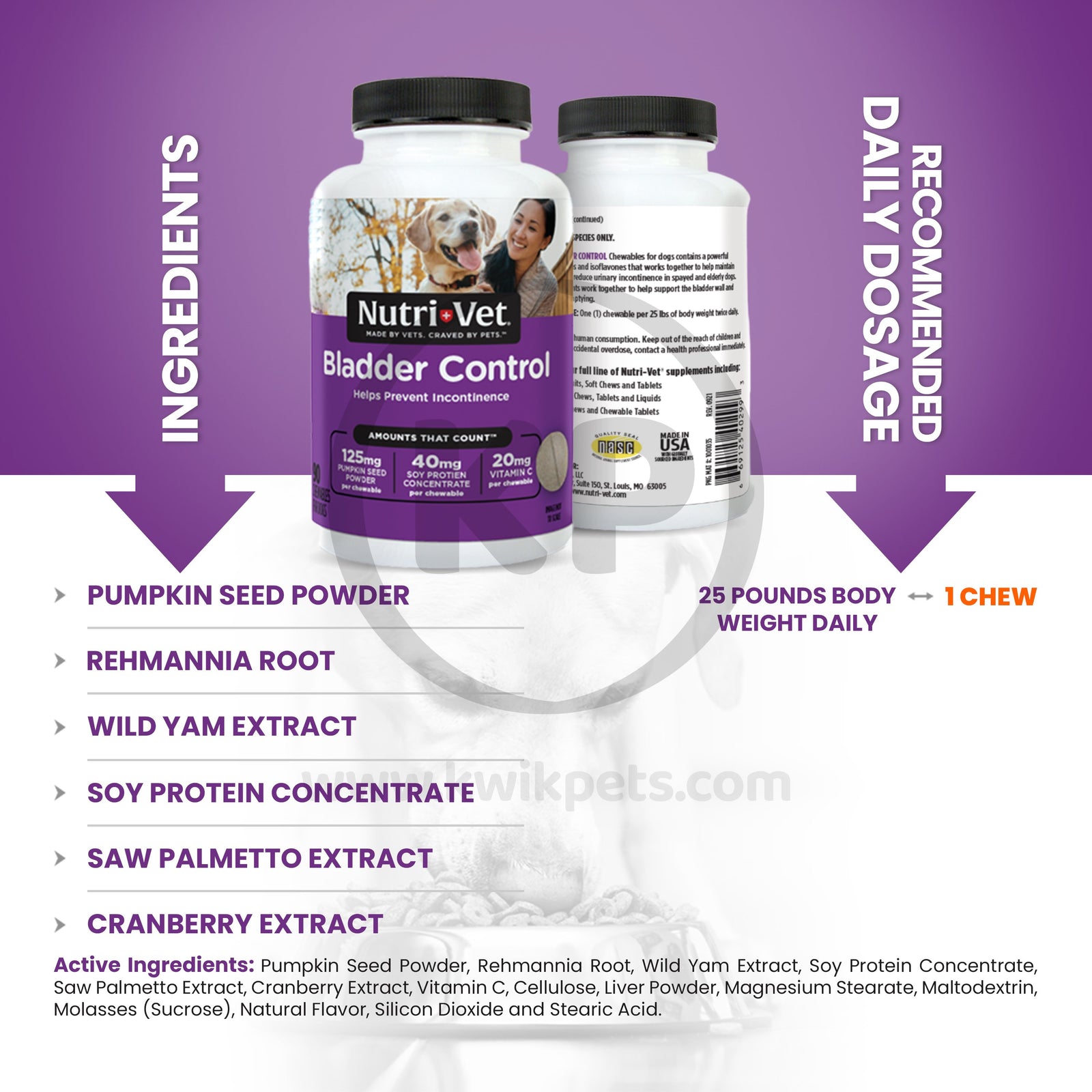 Ingredients of Nutri-Vet Bladder Control Liver Chewables for Dogs 90 Count