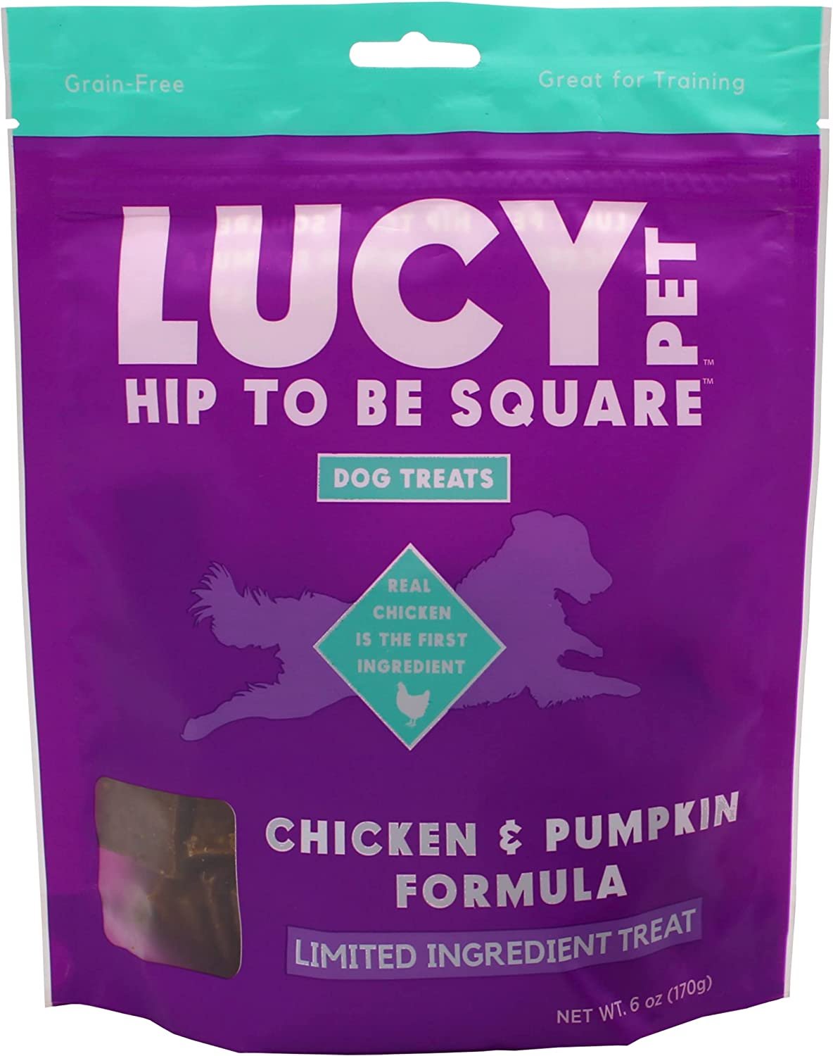 Lucy Pet Products Hip to Be Square Chicken & Pumpkin Dog Treats 6 oz, Lucy Pet