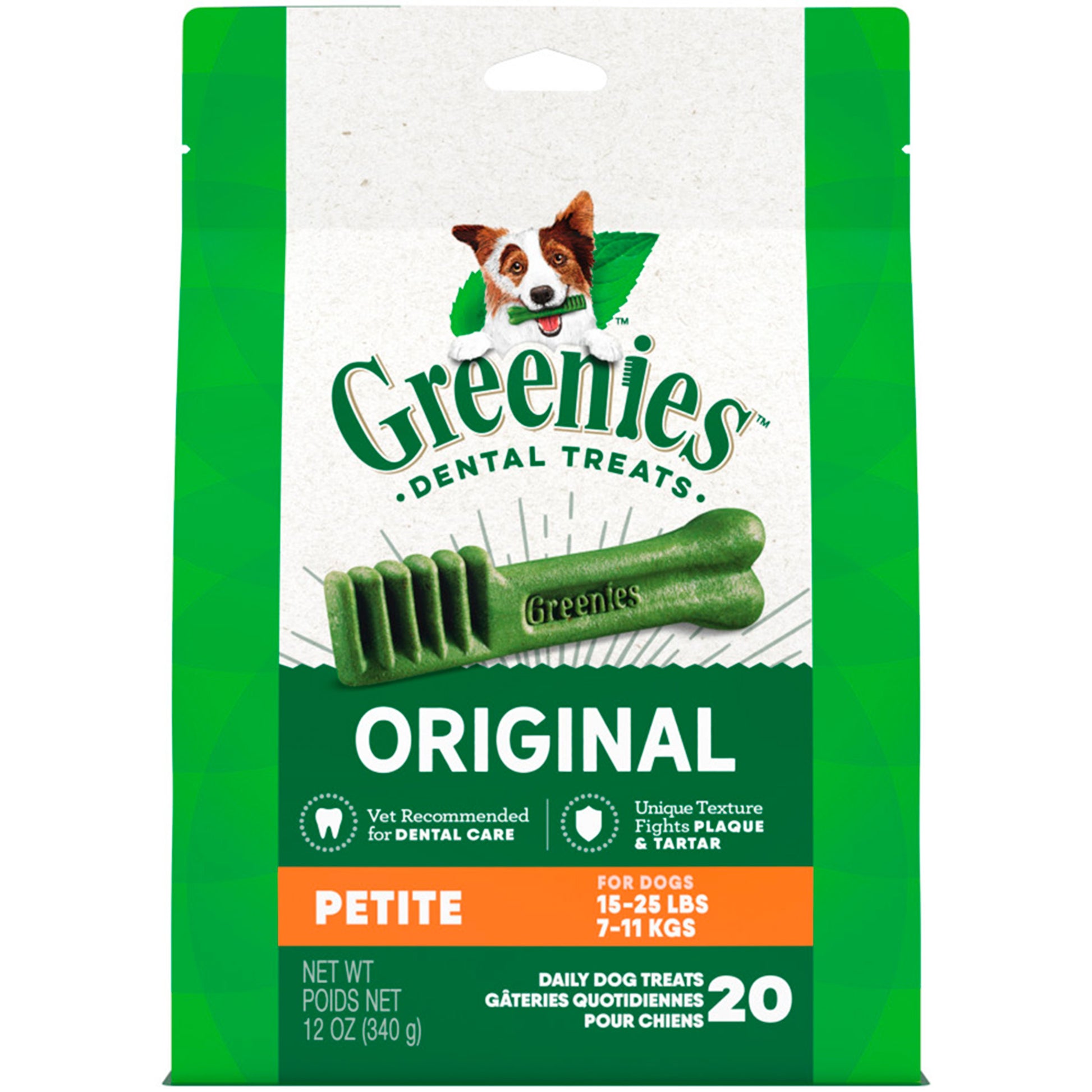 Greenies Fresh Petite Dental Dog Treats, 12 oz., Count of 20, Greenies