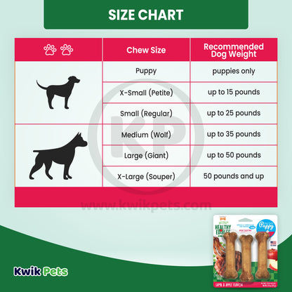 Nylabone Healthy Edibles Puppy Natural Long Lasting Dog Chew Treats, Lamb & Apple, Small/Regular 3ct (3 ct), Nylabone