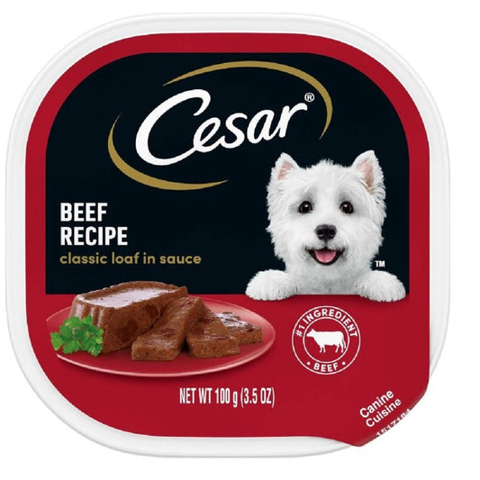 Cesar Classic Loaf in Sauce Adult Wet Dog Food Beef 3.5 Oz, Cesar