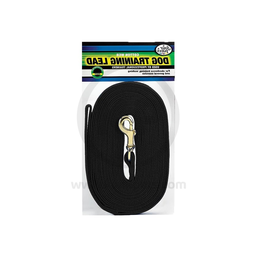 Image of Four Paws Cotton Web Dog Training Lead Black 10-ft