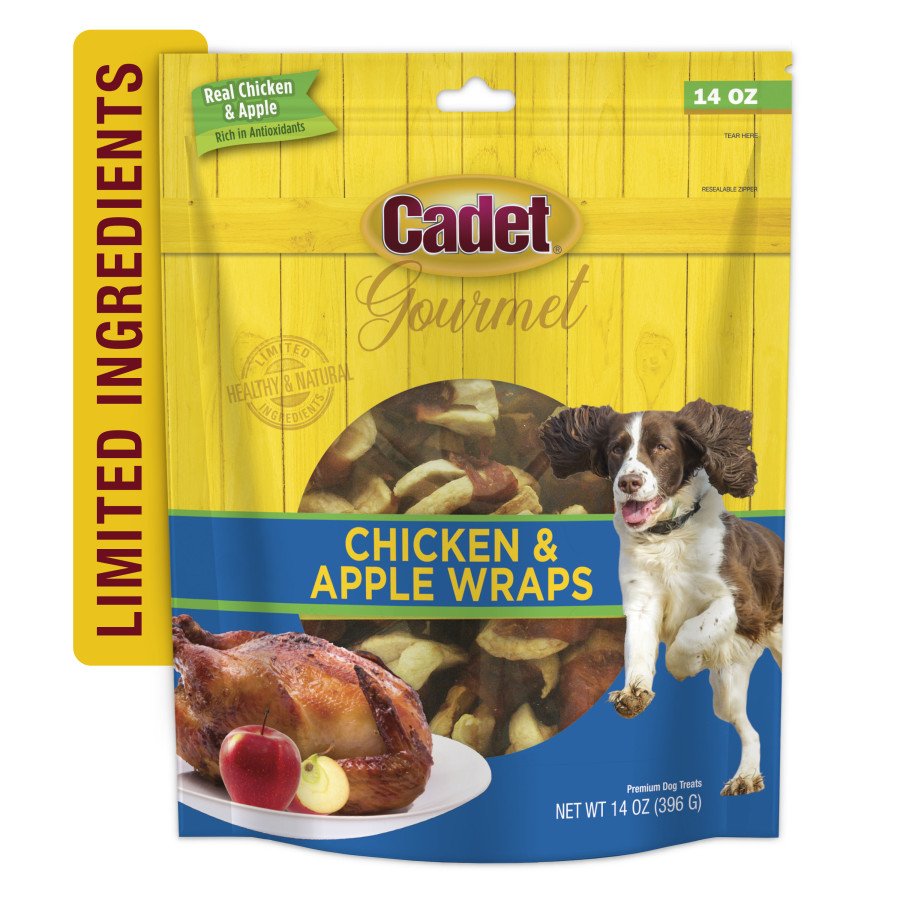 Cadet Gourmet Chicken & Apple Wrapped Dog Treats Wraps, Chicken & Apple, 14 oz, Cadet