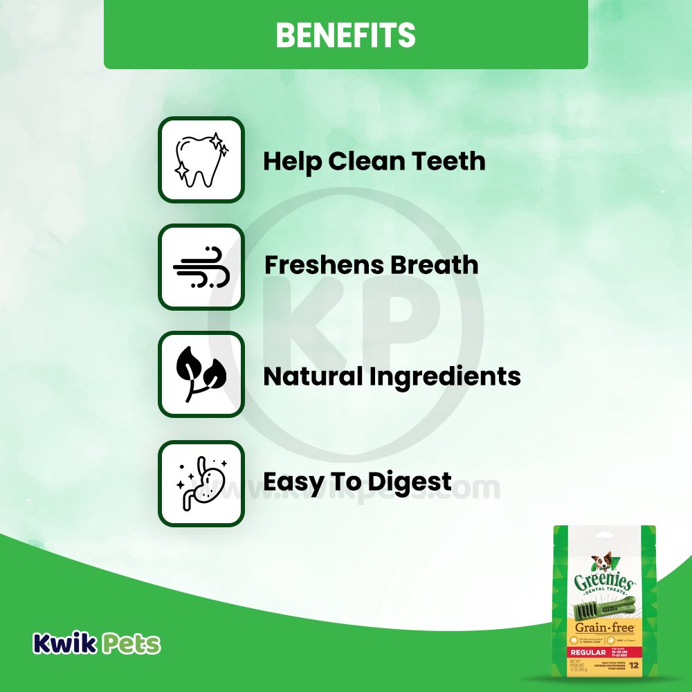 Greenies Grain Free Dog Dental Treats Original, 12 oz, 12 ct, Regular, Greenies