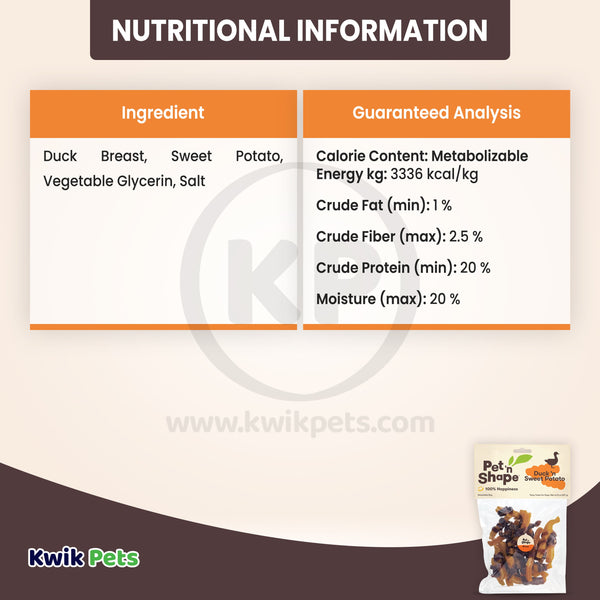 Information of Pet 'n Shape Duck 'n Sweet Potato Jerky Dog Treats 8-oz