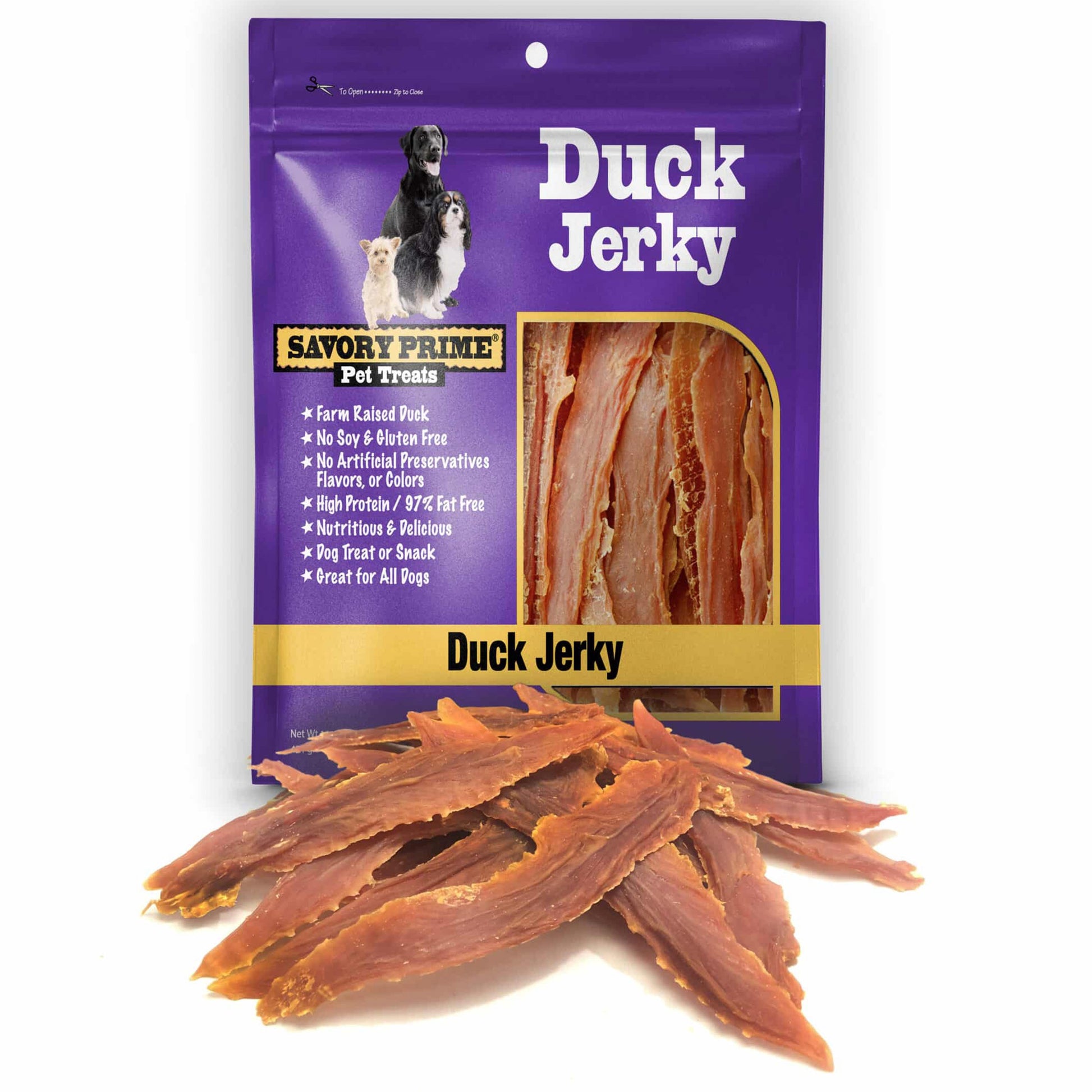 Savory Prime Natural Duck Jerky Dog Treat 16-oz, Savory Prime