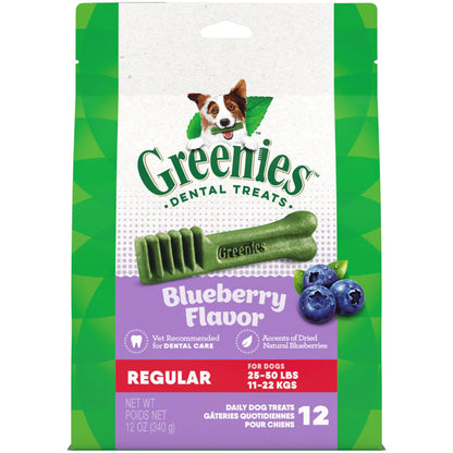 Greenies Dog Dental Treats Regular, Blueberry, 12-oz, 12 ct, Greenies