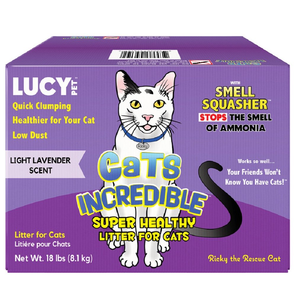 Lucy Pet Products Cats Incredible Clumping Cat Litter Lavender Scent, 18 lb, Lucy Pet