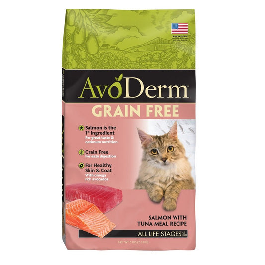 AvoDerm Natural Grain Free Salmon with Tuna Meal Dry Cat Food 5 Lbs, AvoDerm