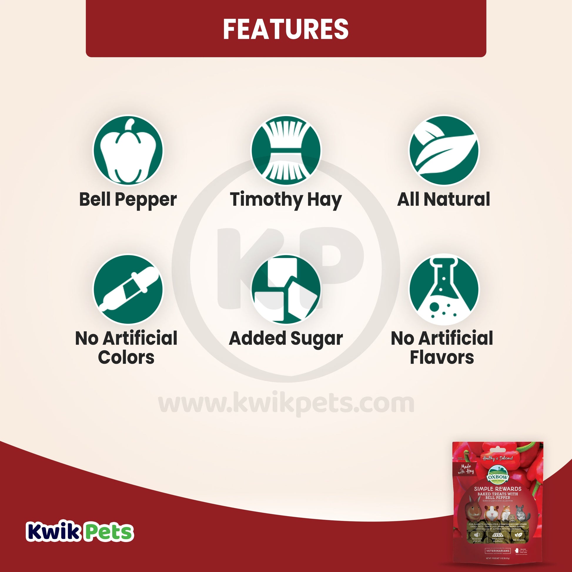 Oxbow Animal Health Simple Rewards Baked Small Animal Treats w/Bell Pepper, 3 oz, Oxbow