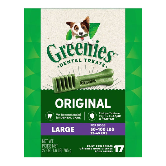 Greenies Dog Dental Treats Original, 27 oz, 17 ct, Large, Greenies