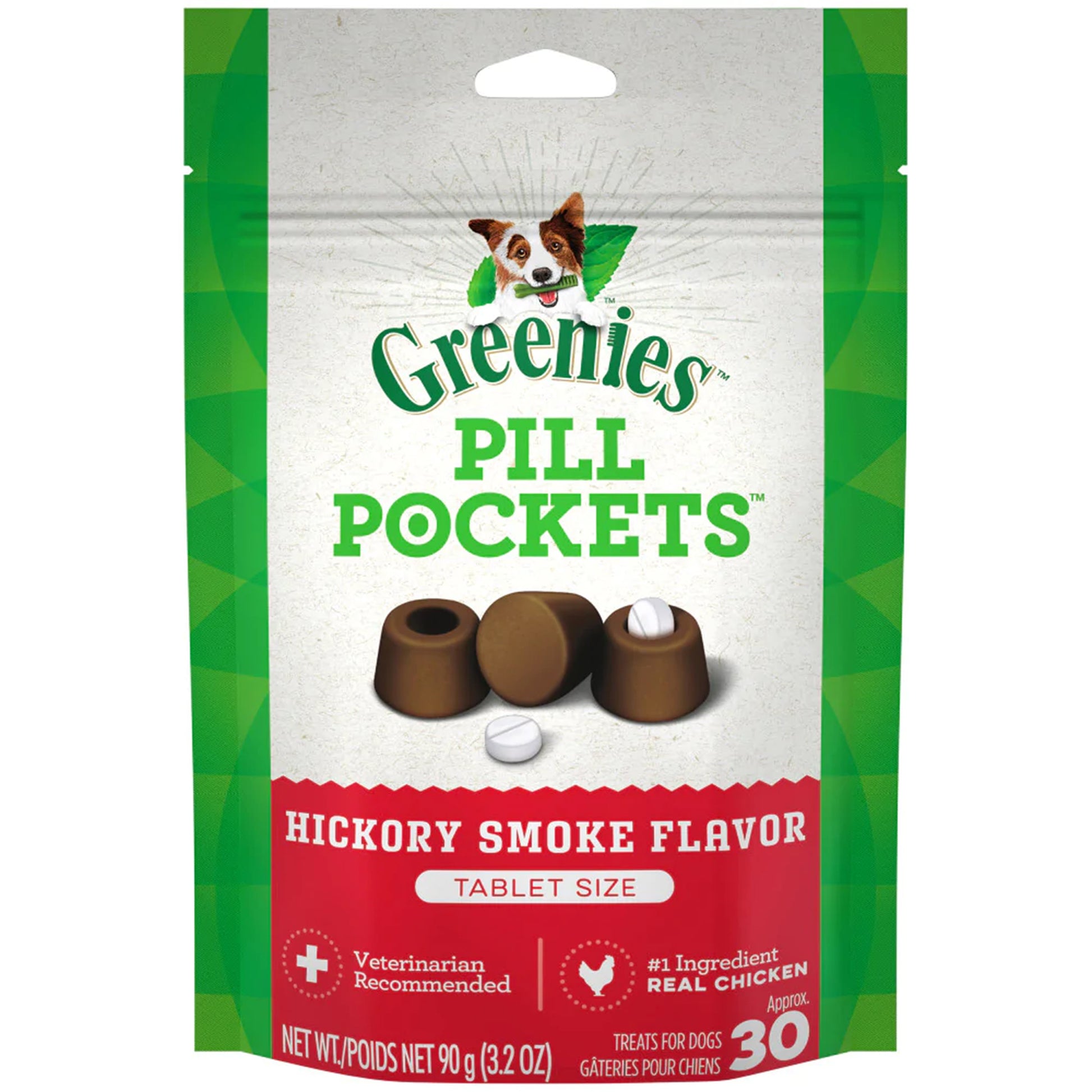 Greenies Pill Pockets Dog Treats Hickory Smoke Tablet 30 ct, 3.2 oz, Greenies