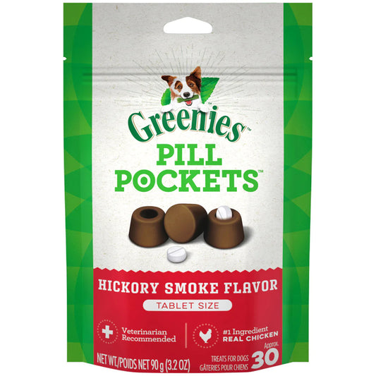 Greenies Pill Pockets Dog Treats Hickory Smoke Tablet 30 ct, 3.2 oz, Greenies