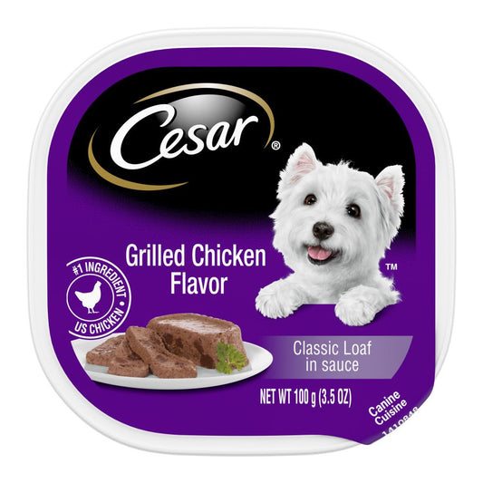 Cesar Classic Loaf in Sauce Adult Wet Dog Food Grilled Chicken, 3.5 oz, Cesar