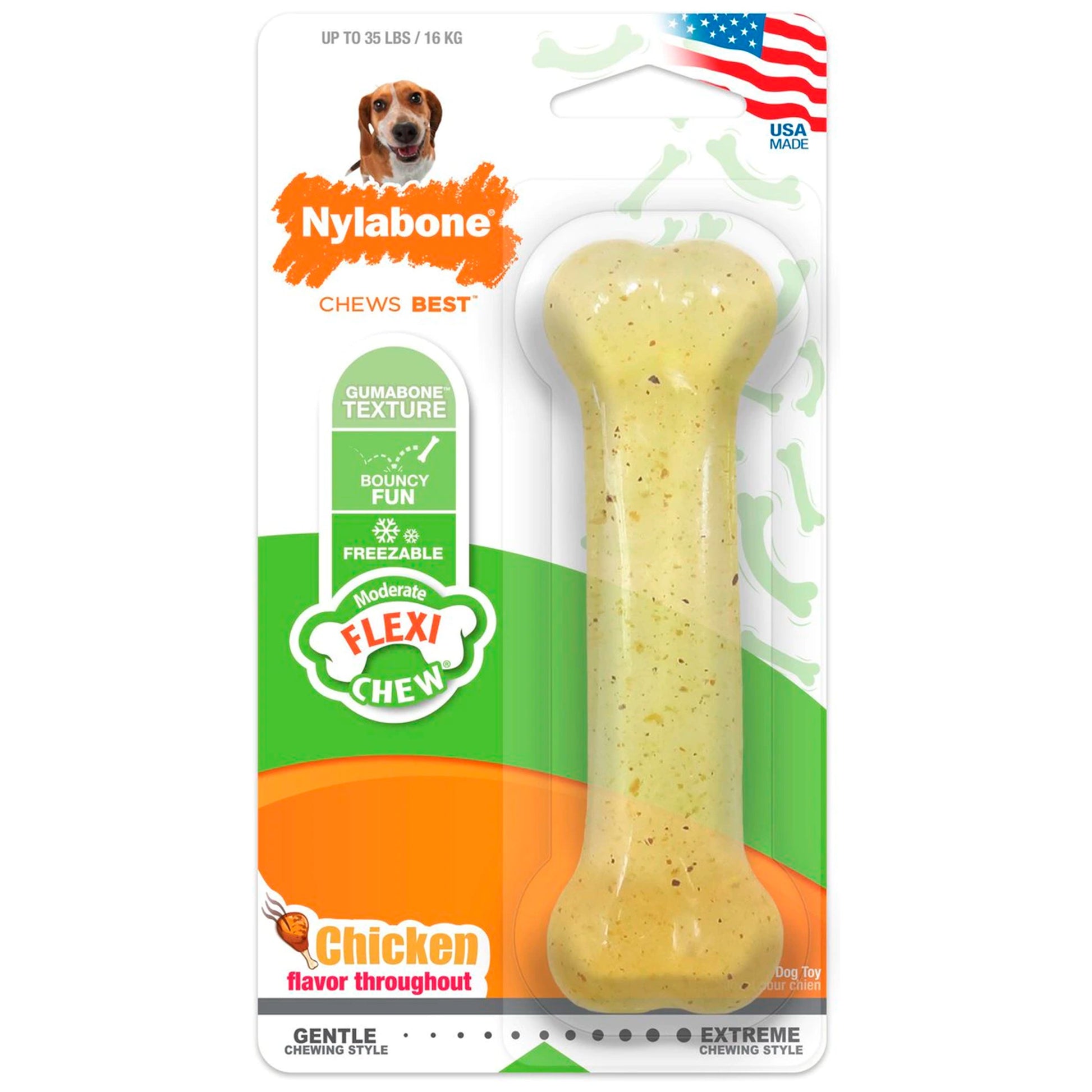 Nylabone Flex Moderate Chew Dog Toy Chicken Flavor Medium/Wolf - Up To 35 lb - 1