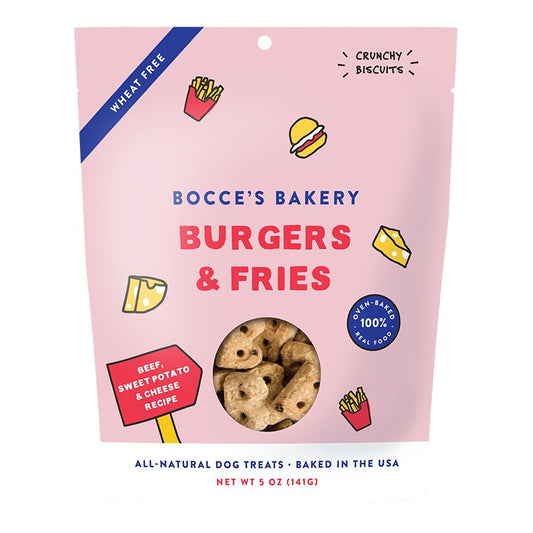 Bocce's Bakery Dog Biscuits Burgers & Fries 5-oz, Bocce's Bakery