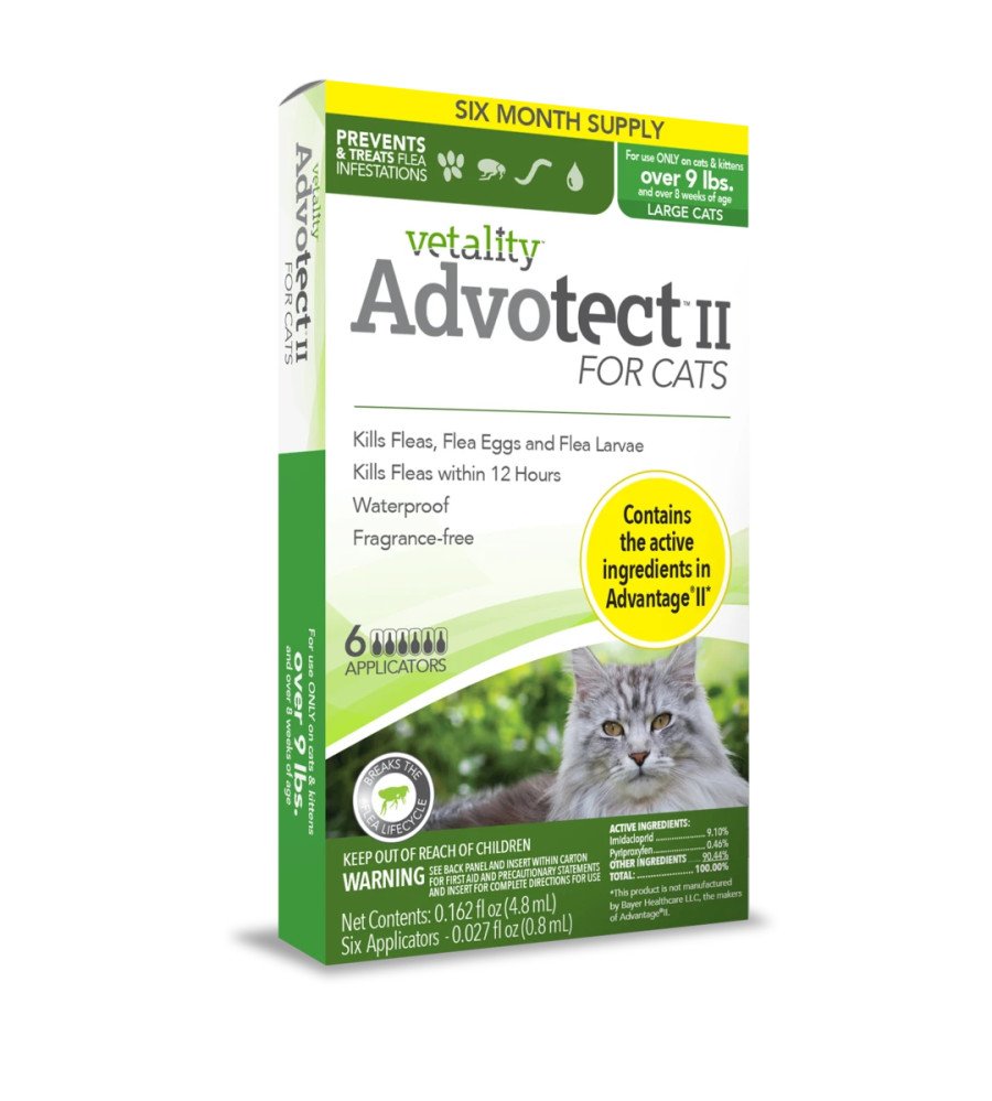 Vetality Advotect II Cat Flea Treatment Cats Over 9 lb, Large Cat, Vetality