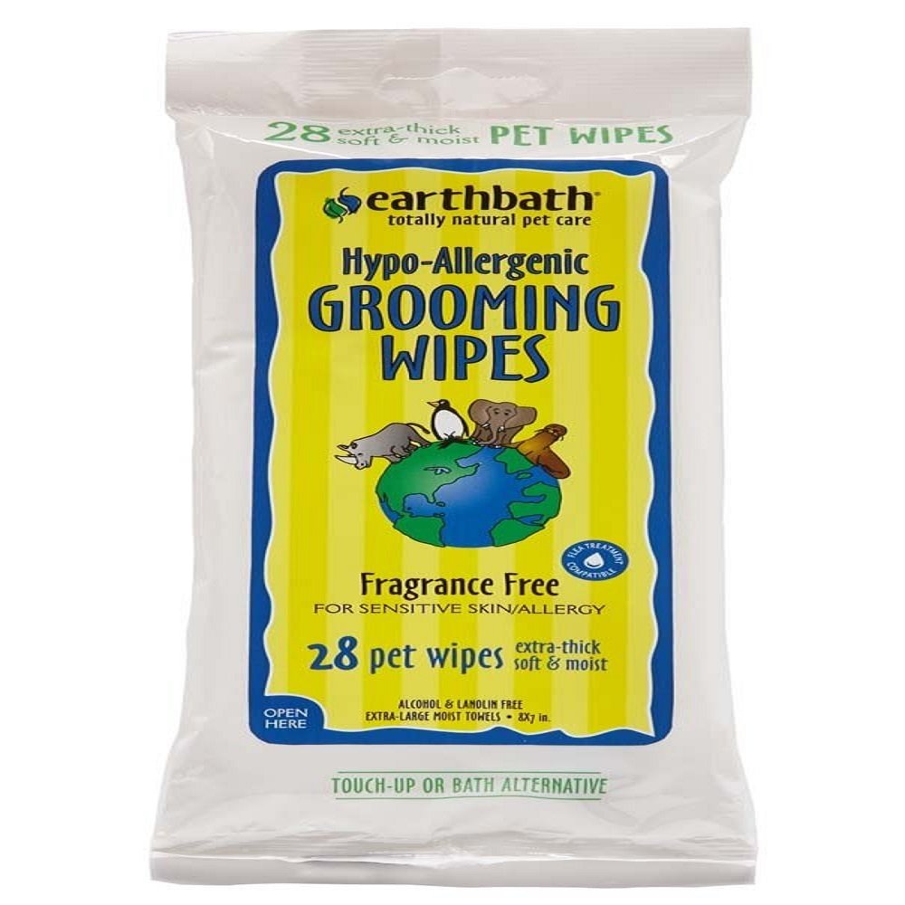 earthbath Grooming Wipes Hypo-Allergenic Awapuhi 28ct, earthbath