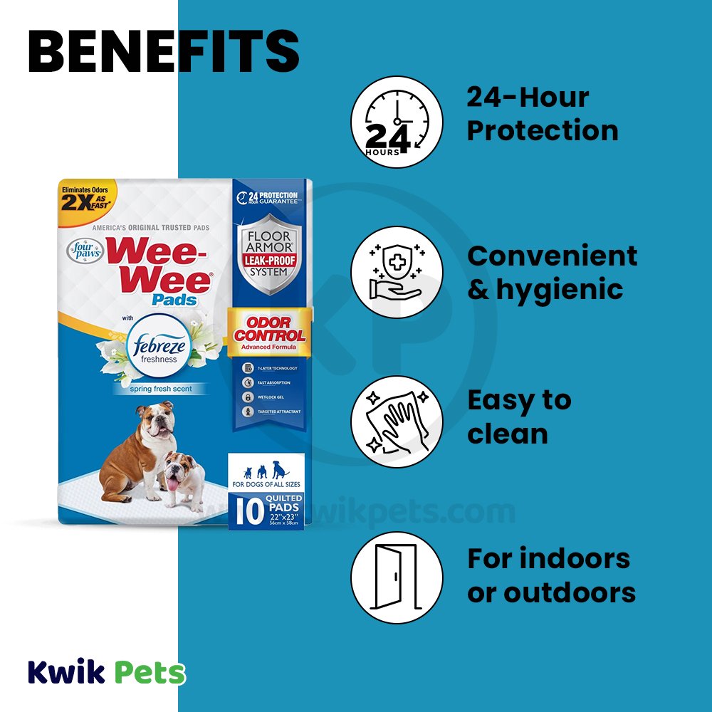 Four Paws Wee-Wee Odor Control with Febreze Freshness Pads Febreze Freshness, 10 ct, Four Paws