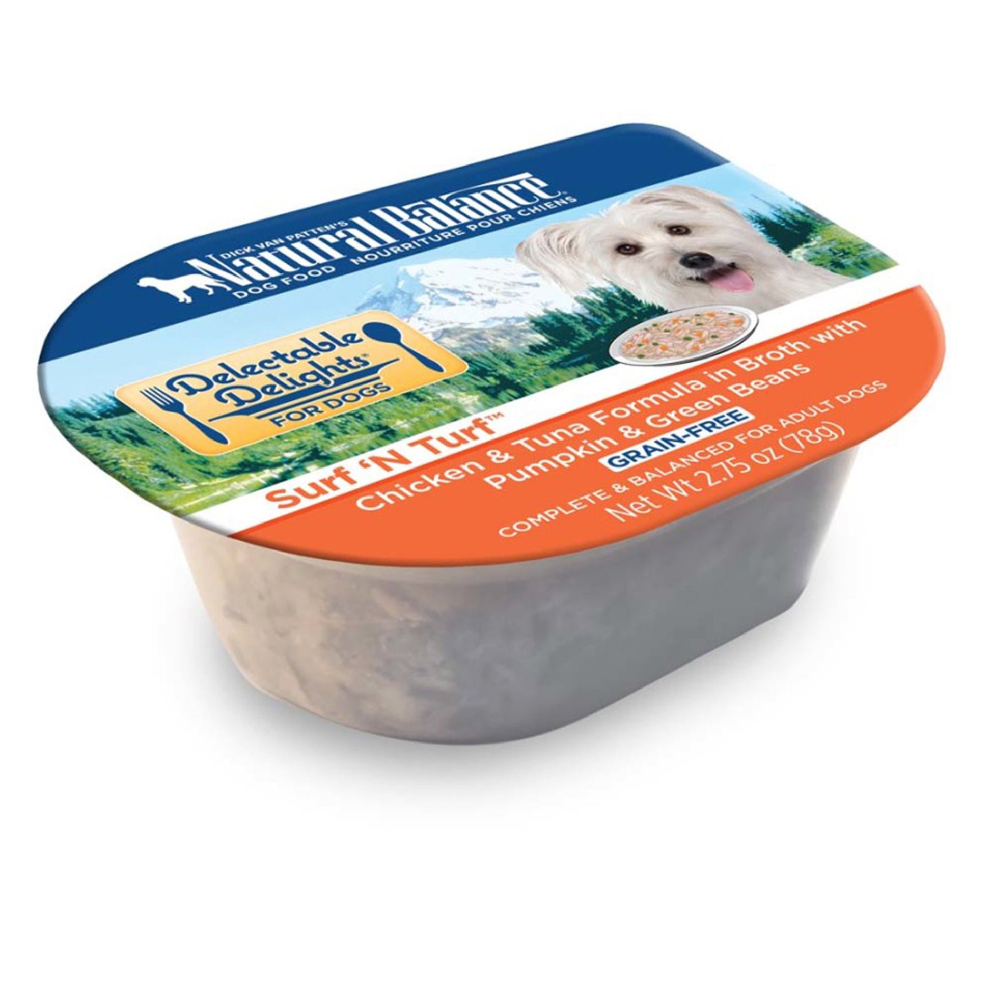 Natural Balance Pet Foods Delectable Delights Grain Free Wet Dog Food Surf 'N Turf in Broth, 2.75 oz, Natural Balance