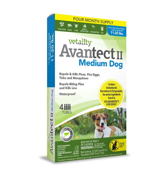 Vetality Avantect II Flea & Tick For Dogs, 0.164 fl oz, 4 ct, Vetality