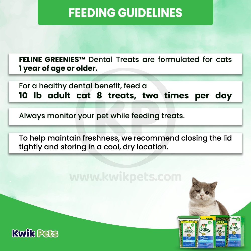 Greenies Feline Adult Cat Dental Treats Tempting Tuna, 2.1 oz, Greenies
