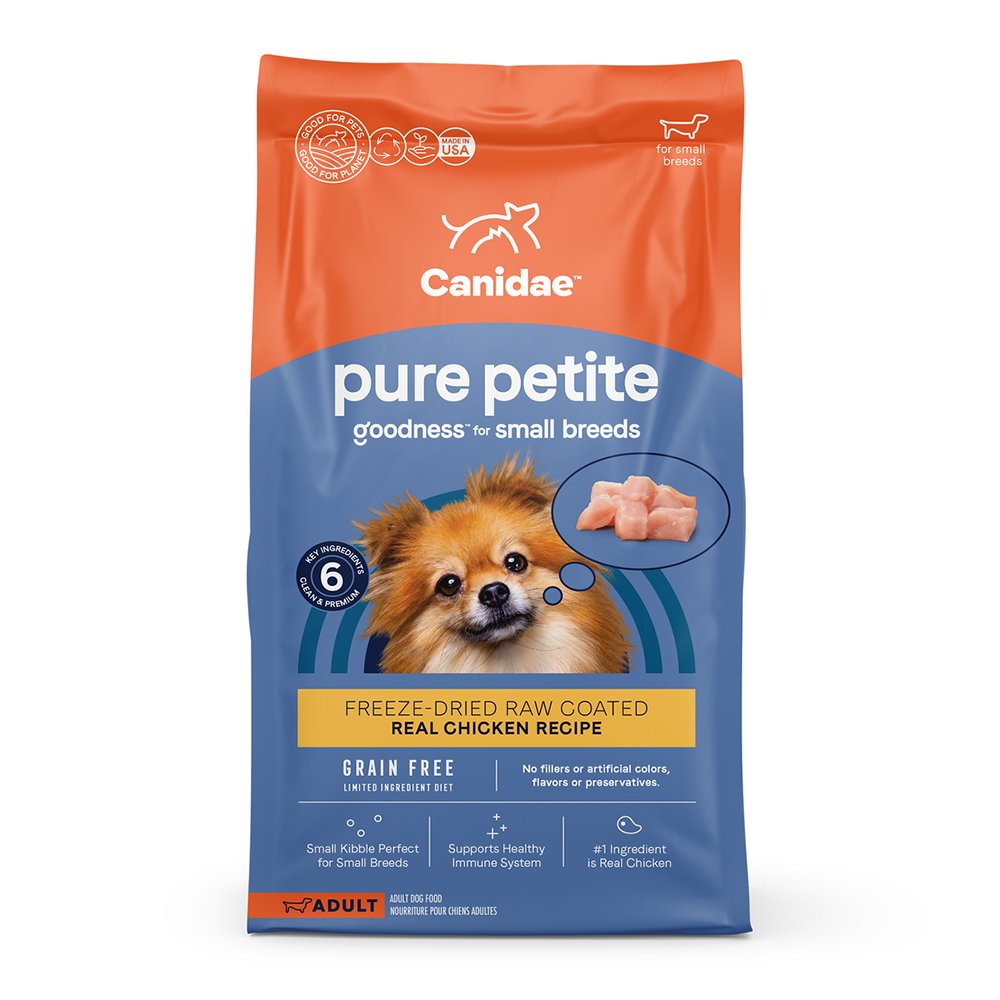 CANIDAE PURE Grain-Free Petite Small Breed Adult Raw Freeze-Dried Dog Food Chicken, 4 lb, CANIDAE