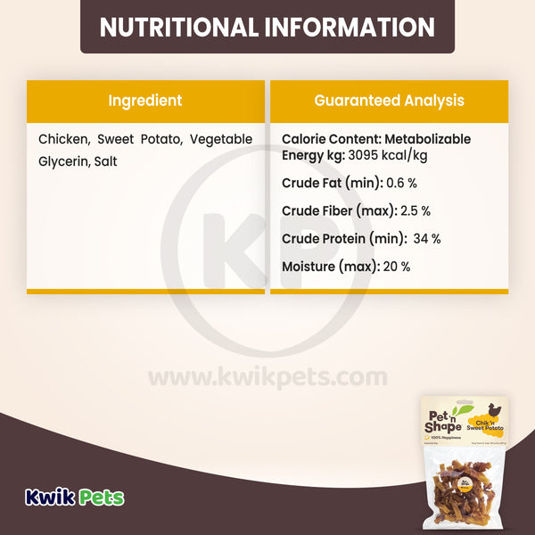 Information about Pet 'n Shape Chik 'n Sweet Potato Jerky Dog Treats 8-oz