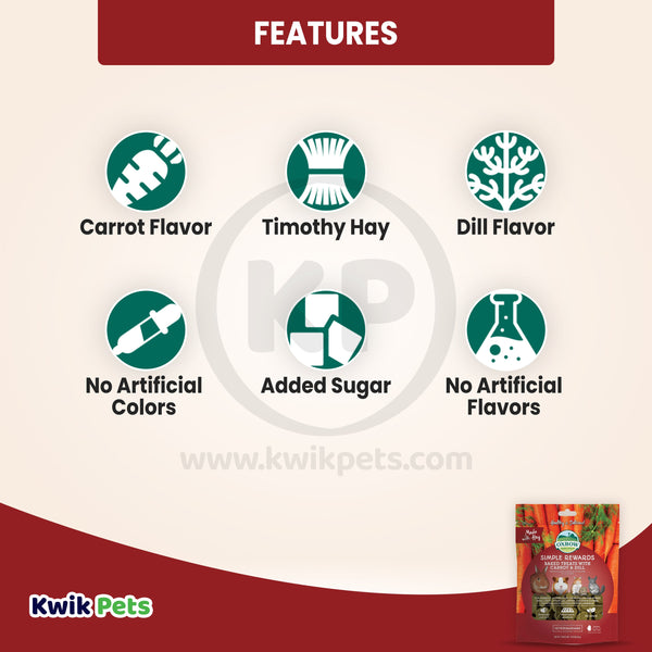 Oxbow Animal Health Simple Rewards Baked Small Animal Treats w/Carrot & Dill, 3 oz, Oxbow